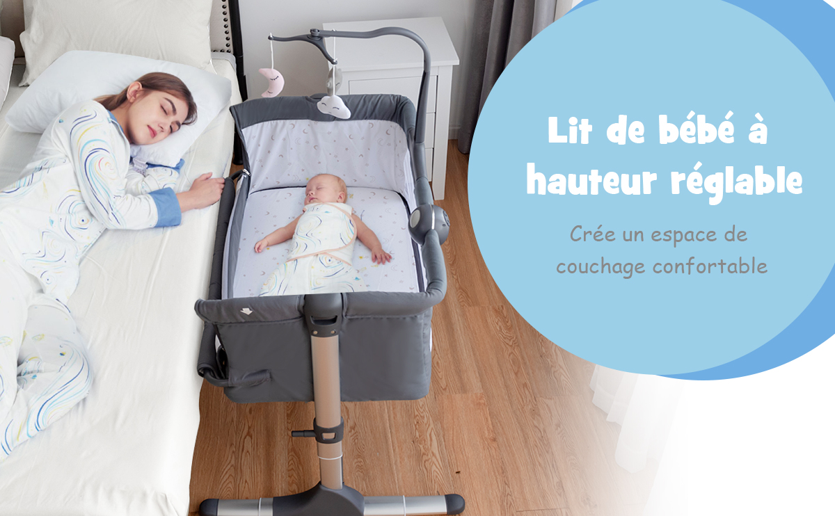 2 En 1 Berceau Cododo Bébé Avec Matelas Hauteur Réglables Connecter Avec  Lit De Pare à Prix Carrefour