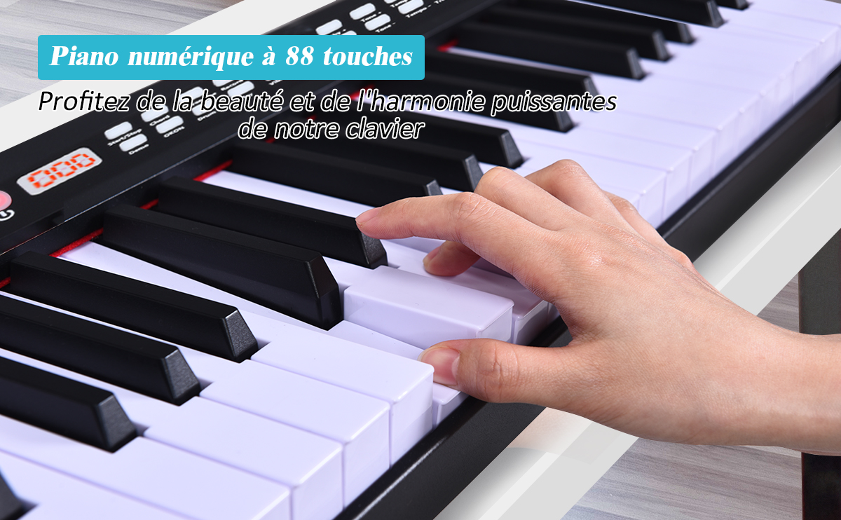 88 Touches Clavier de Piano Numérique Portable Enfants avec