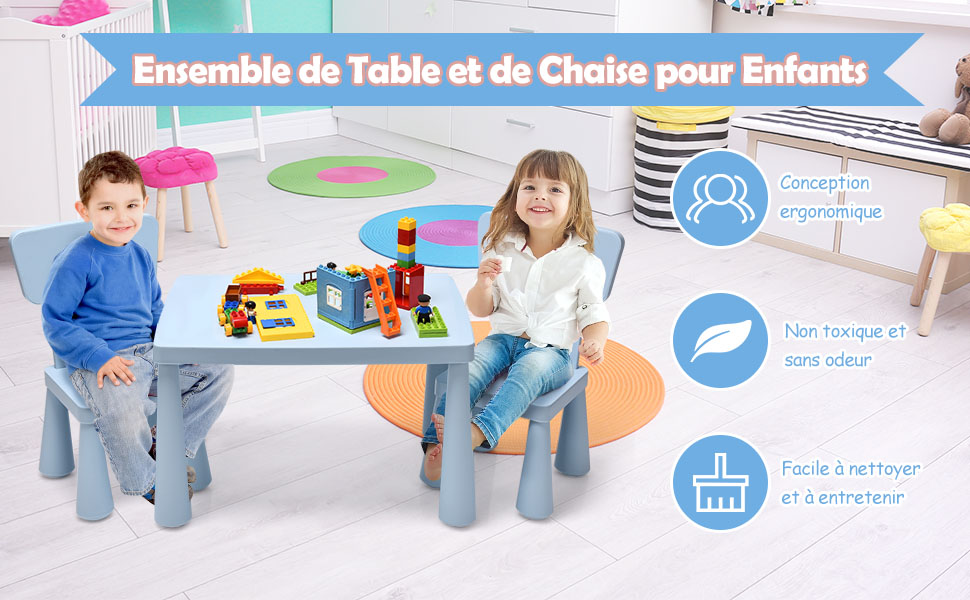 Giantex ensemble table et chaises pour enfants pour jouer,manger