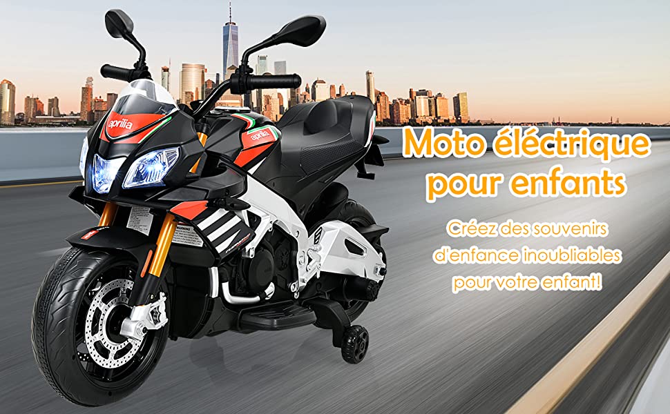 COSTWAY Moto Électrique Enfant, Moto-cross (RX125) 12V 7AH, 2