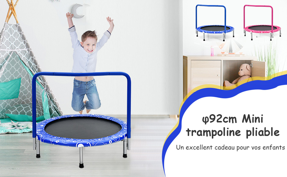 Trampoline VEVOR 3FT pour enfants intérieur/extérieur pliable bébé  tout-petits t