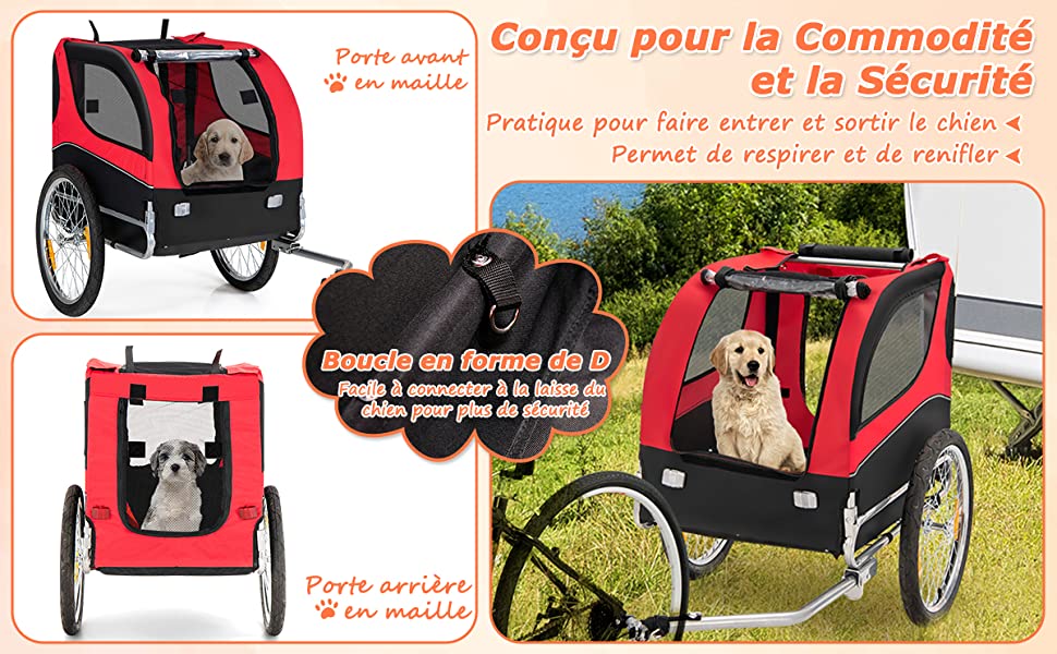 Remorque vélo chariot pour chien pliable pour animaux jusqu'à 40