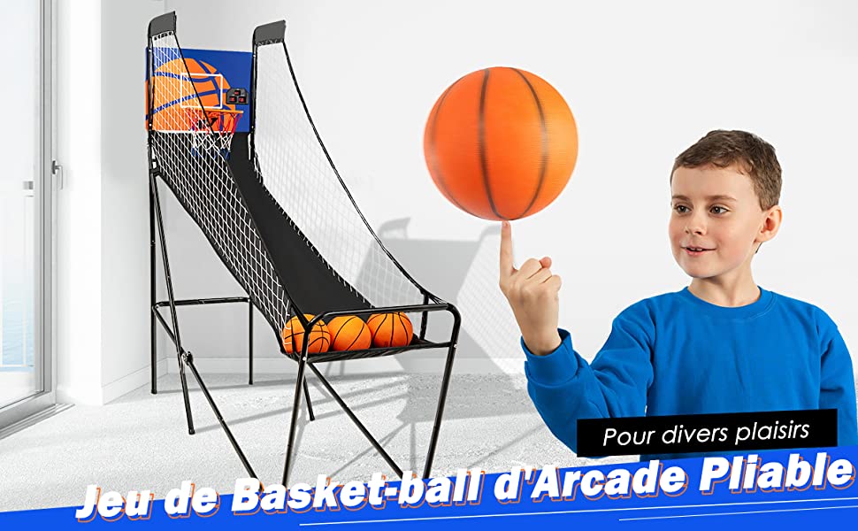Panier de Basket avec Ballon et Pompe Jouet de Basketball Enfant