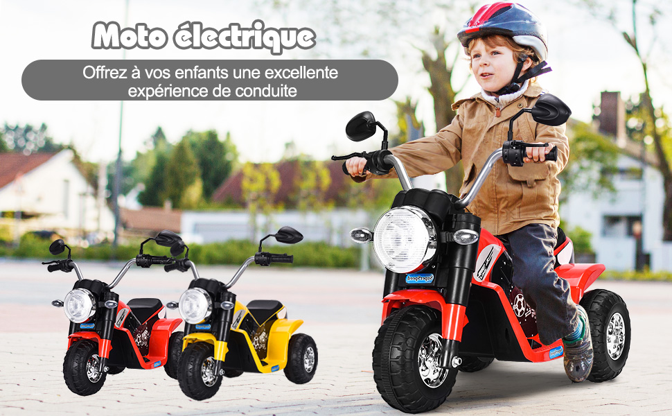 Moto Electrique pour Enfants 20W a partir de 3 à 8 Ans Moto Vehicule  6V Charge max. 20KG Rouge