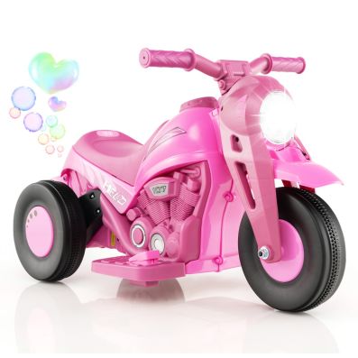 Moto Électrique Scooter 3 Roues pour Enfants 6V 3 Km/h Effet Sonore et  Lumineux 3 Ans + Style de Chopper Rose Pâle