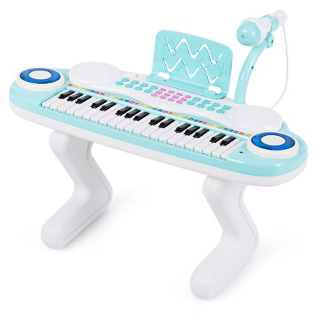 Piano Pour Enfants De 3+ Ans Avec 31 Touches,tabouret,microphone, Effets  Lumineux, 45x23x45cm, Bleu - Jeux d'imitation BUT