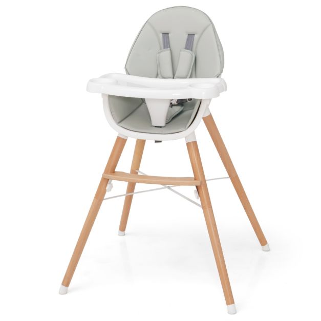 Costway chaise haute bébé pliable avec hauteur réglable,chaise de repos  evolutive avec repose-pieds,dossier,3 angles inclinables,double plateau  amovible pour tout-petits de 6-36 mois-beige - Conforama