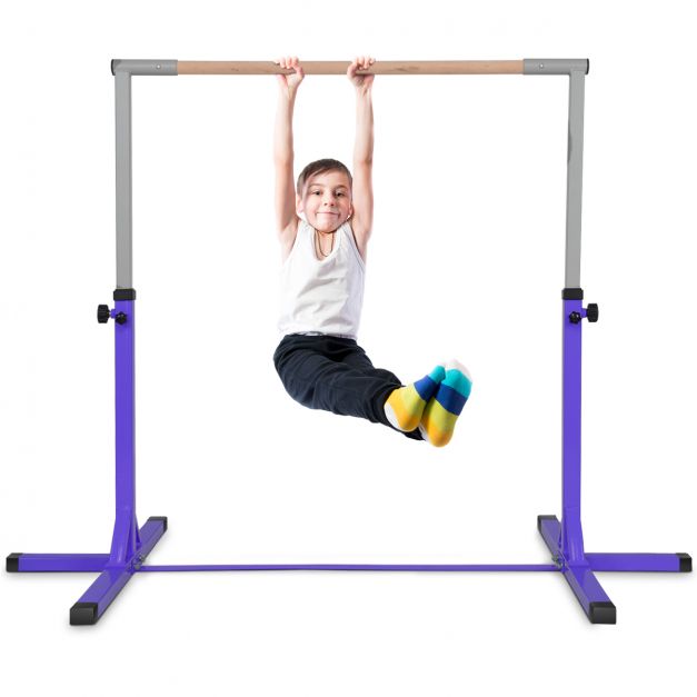 Barre de Gymnastique en Acier Hauteur Réglable de 91 à 150CM Capacité de  Poids 100KG Violet - Costway