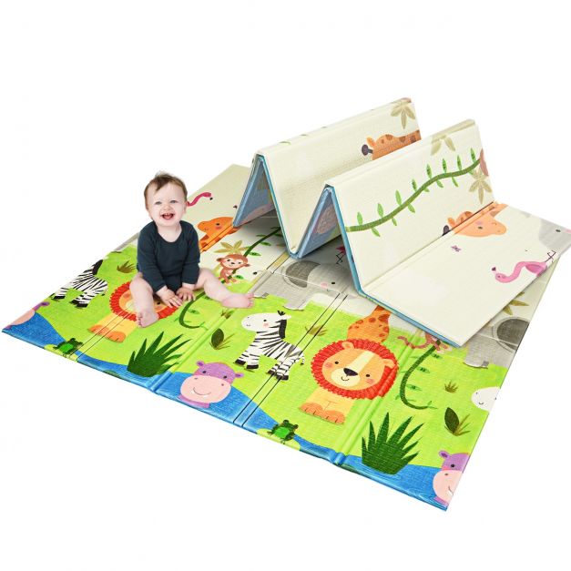 Grand tapis mousse bébé multicolore pliable - 200x150cm ép. 2cm - ignifugé