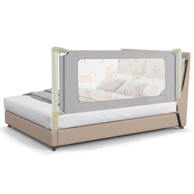 Barrière de sécurité de lit bébé/enfant portable 200cm hauteur réglable  soulèvement vertical,double verrou de sécurité gris - Conforama