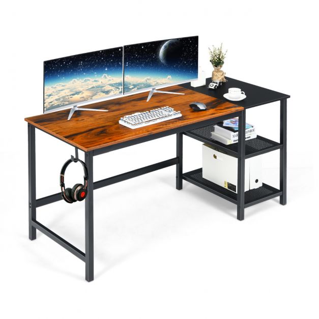 Bureau pour ordinateur table meuble pc informatique en MDF noir - Achat &  prix