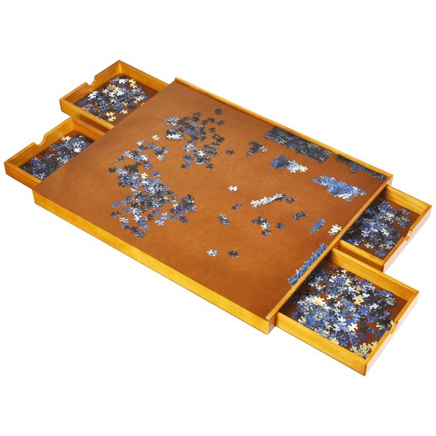 Planche de puzzle en bois avec tiroirs pour 1000 pièces - 70 x 50 cm -  tapis support de table 4260700659496 