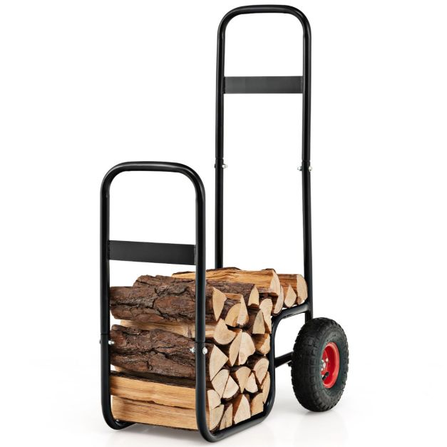 Chariot à bûches en bois de chauffage avec roues antidérapantes et