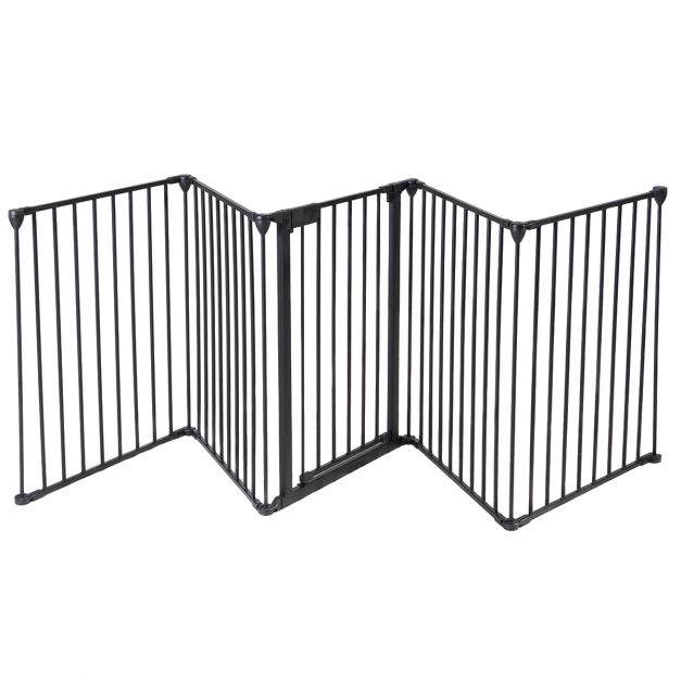 Barrière de Protection pour Cheminée - 240 x 76 cm - Avec Porte d'Accès - 4  Panneaux