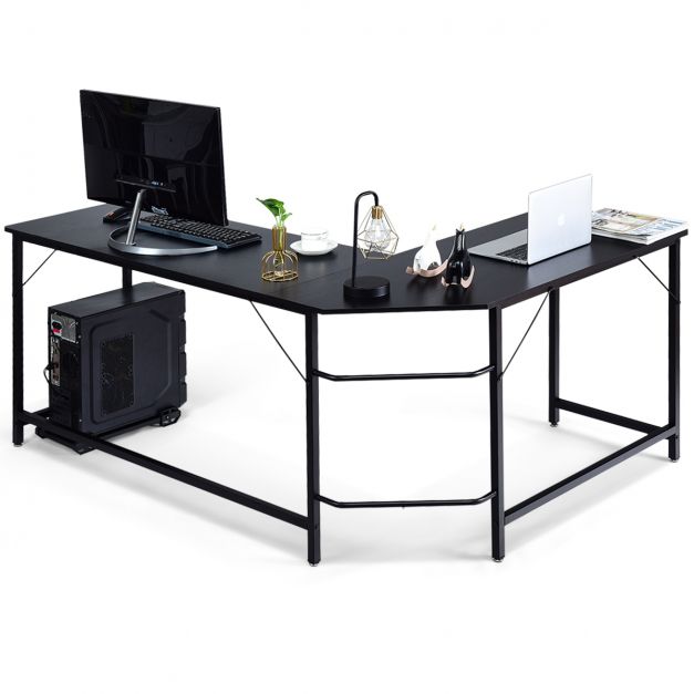 Bureau Informatique avec Tiroir et Support PC, 102 x 50 x 82 cm (Noir)