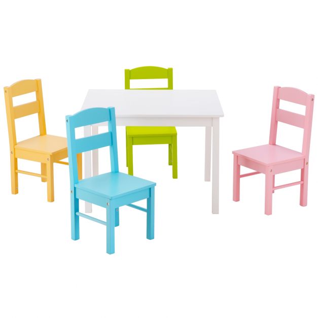 Ensemble Table et Chaises pour enfants Mides , Nature / Blanc