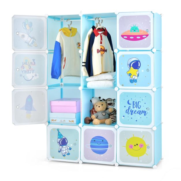 Armoire Modulable de Rangement Enfant 12 Cubes, Armoire plastique
