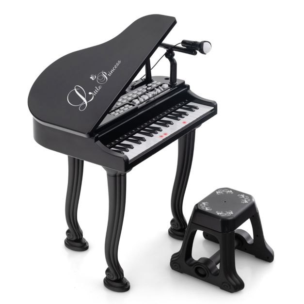 marque generique - Esthetique Jouets musicaux selection Bruxelles Piano  avec 37 touches et tabouret/microphone jouet pour enfants Bleu - Pianos  acoustiques - Rue du Commerce