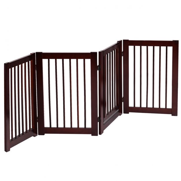Barrière de sécurité pour animaux autoportante - barrière modulable pliable  4 panneaux - 2 pieds support - acier noir bois blanc - Accessoires  d'éducation pour chien - Achat & prix