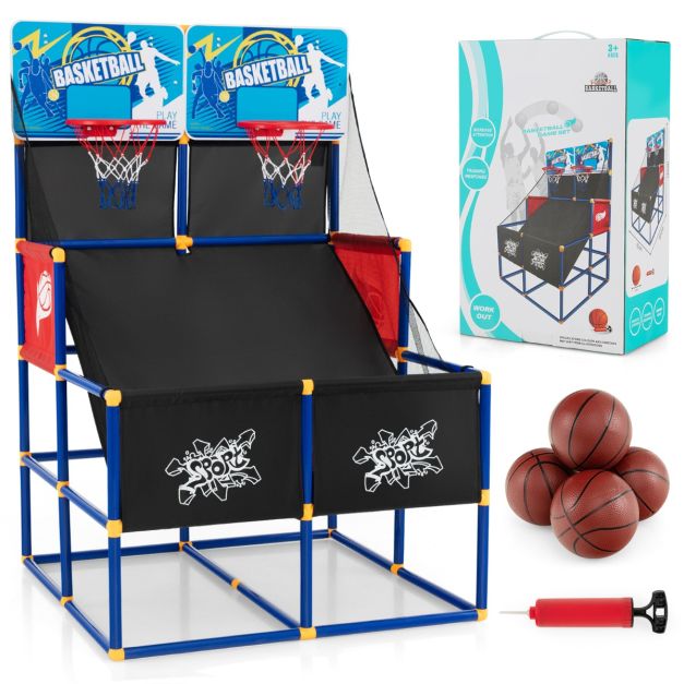 Jeux de Basketball Arcade à double tirs enfants avec 4 balls et 2