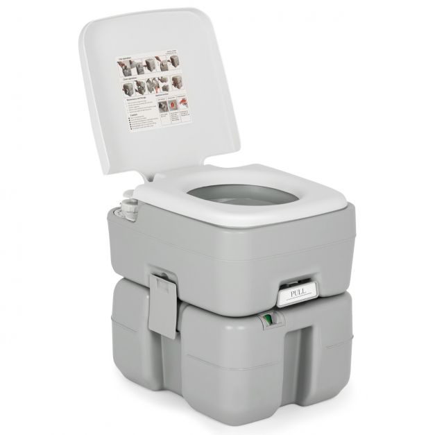 COSTWAY Toilettes Portables 20L Charge de 200 kg, Camping Toilette