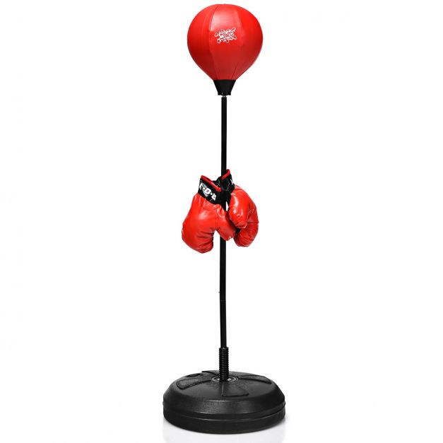 Sac de Boxe Punching Ball sur Pied Hauteur Réglable 120-154CM avec Gant  Pompe à Main Gonflable - Costway