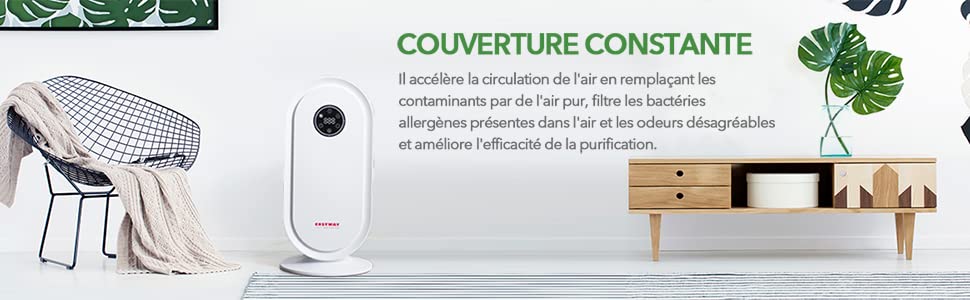 Costway Mini purificateur d'air silencieux avec ioniseur – 2 vitesses –  filtre permanent – pack de 2
