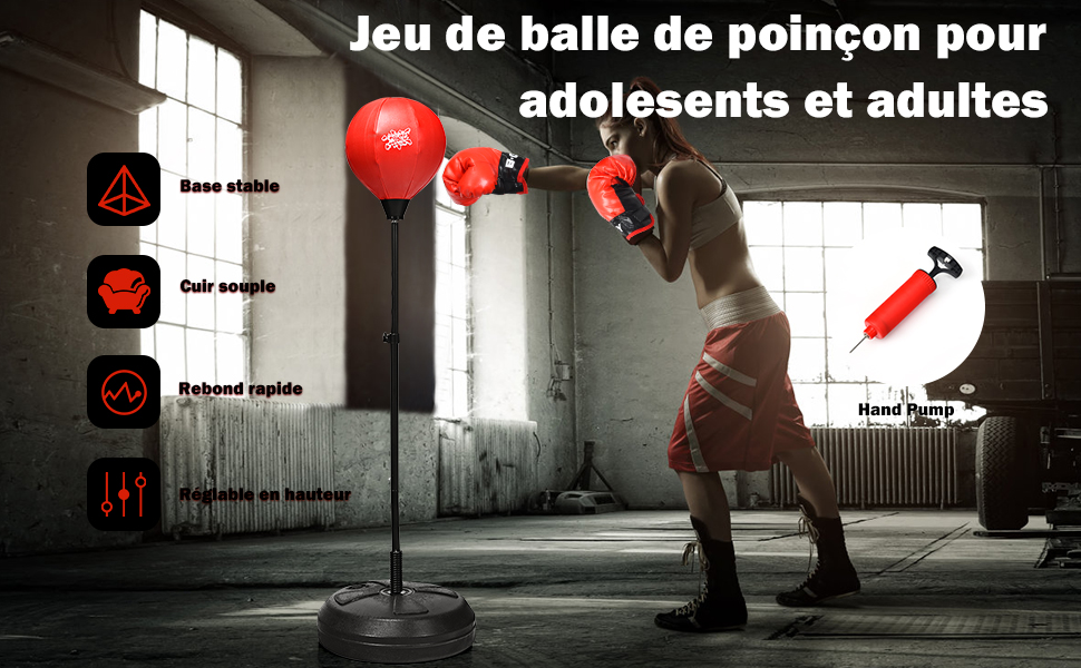 COSTWAY Sac de Frappe / Boxe Punching Ball sur Pied Hauteur