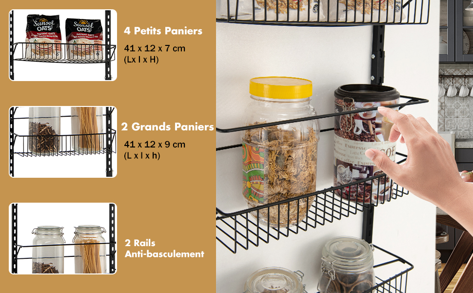 Organisateur de cuisine, support mural, étagère de rangement murale pour  pots à épices, étagères d'armoire, Gadgets de cuisine, fournitures