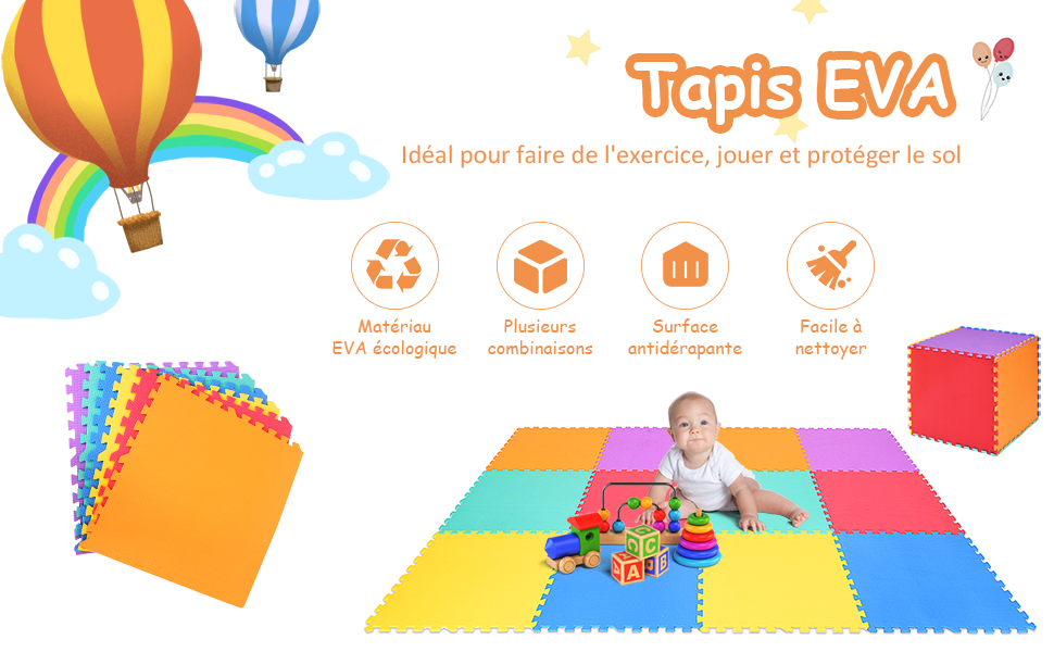 Tapis Puzzle Mousse Pour Enfant 12 Pièces Multicolores De 61 X 61cm Tapis  De Jeu Rés à Prix Carrefour