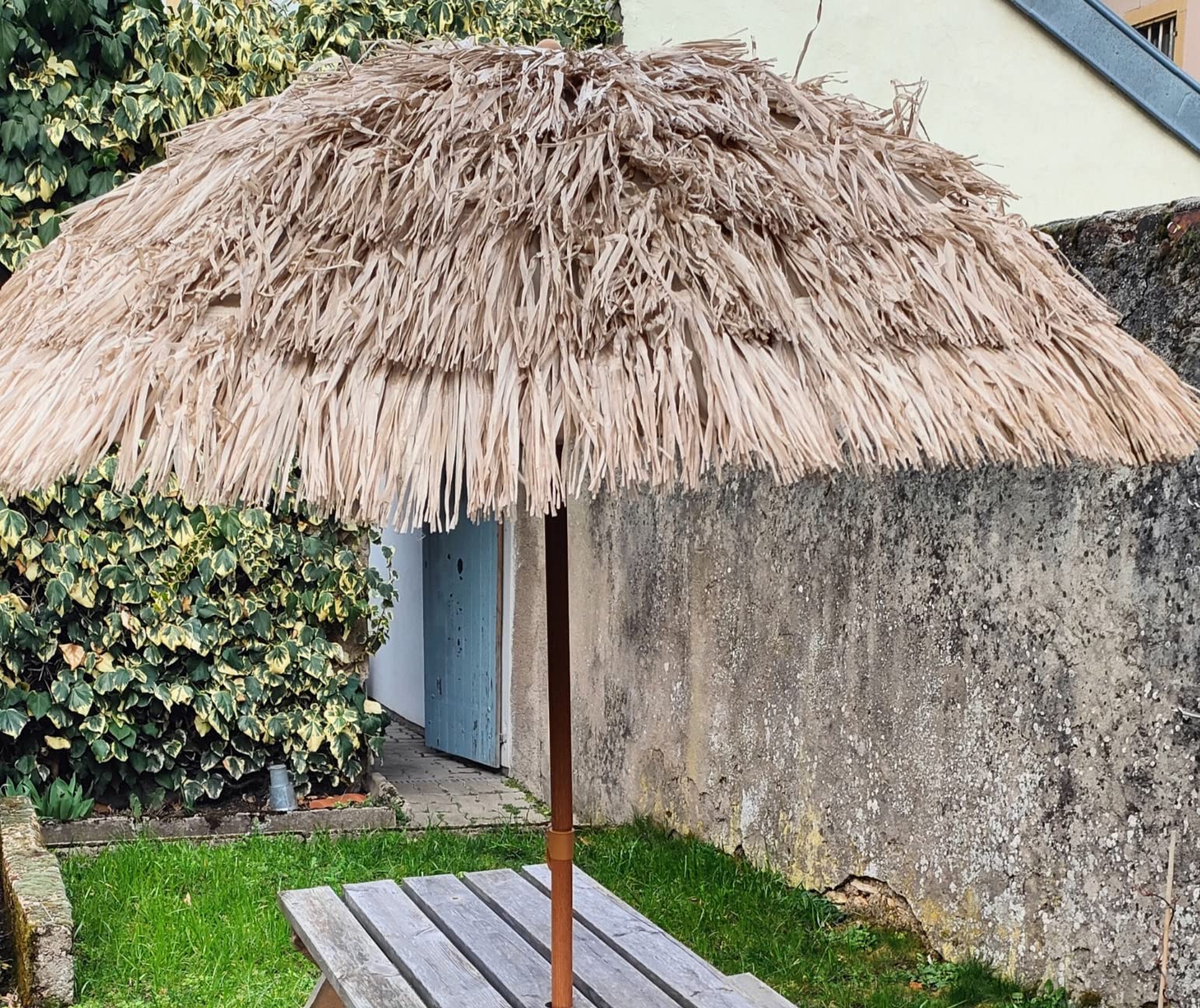 YHPD Parasol Paille Hawaien Exotique Parasol Plage Rond Inclinable